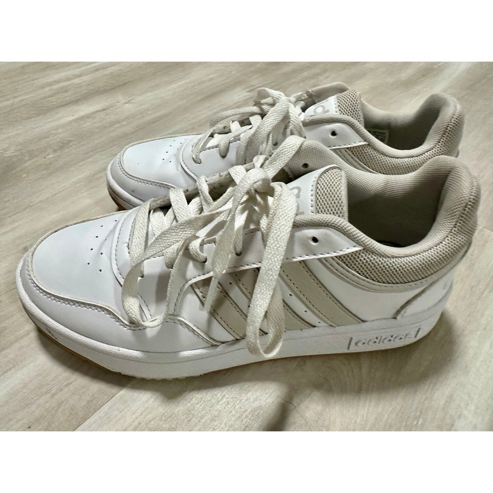 Adidas Hoops 3.0 Low White Leather Shoes‎ Womens Size 6.5 Low Top Sneakers